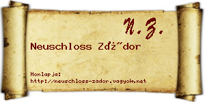 Neuschloss Zádor névjegykártya